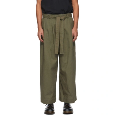 NAKED AND FAMOUS SSENSE EXCLUSIVE KHAKI WIDE-LEG TROUSERS