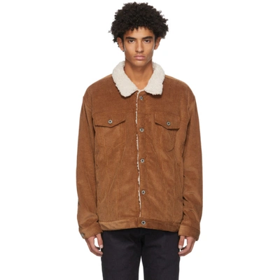 NAKED AND FAMOUS SSENSE EXCLUSIVE BROWN SHERPA OVERSIZED JACKET