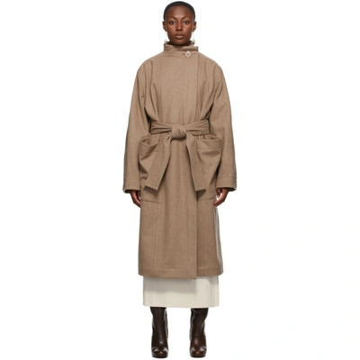 LEMAIRE LEMAIRE BEIGE WOOL WRAPOVER COAT