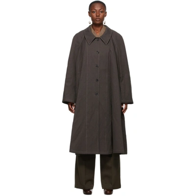 LEMAIRE TAUPE CANVAS OVERCOAT