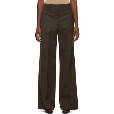 LEMAIRE BROWN WOOL STRAIGHT TROUSERS