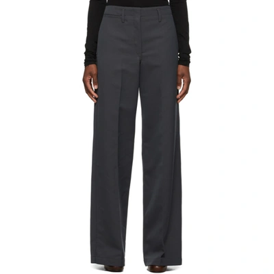 LEMAIRE GREY WOOL STRAIGHT TROUSERS