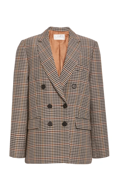 VICTORIA VICTORIA BECKHAM CHECKED WOOL-BLEND DOUBLE-BREASTED BLAZER