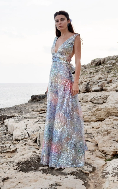 LUISA BECCARIA LUCILLA'S DEGRADÈ SEQUINED GOWN