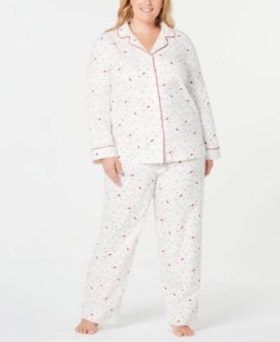 CHARTER CLUB PLUS SIZE COTTON FLANNEL PAJAMAS SET, CREATED FOR MACY'S