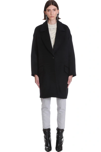 ISABEL MARANT EGO COAT IN BLACK WOOL