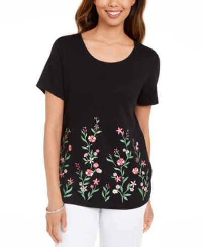 Shop Karen Scott Garden Treasure Floral print Top Created For Macy s In Deep Black