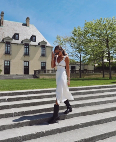 DANIELLE BERNSTEIN SOLID LACE-INSET MIDI DRESS, CREATED FOR MACY'S