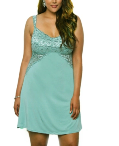 ICOLLECTION ICOLLECTION WOMEN'S MODAL AND LACE SHELF BRA CHEMISE