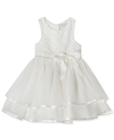 RARE EDITIONS BABY GIRLS TIERED PEARL SLEEVELESS DRESS