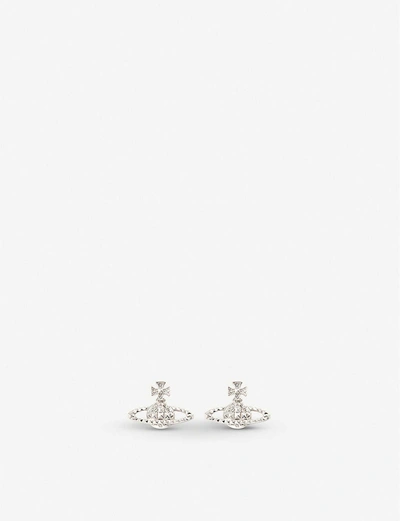 VIVIENNE WESTWOOD JEWELLERY MENS CRYSTAL/RHODIUM MAYFAIR BAS RELIEF EARRINGS