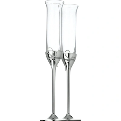 VERA WANG WEDGWOOD LOVE KNOTS CRYSTAL FLUTES SET OF TWO