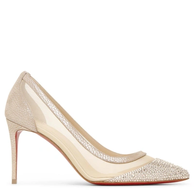 CHRISTIAN LOUBOUTIN GALATIVI STRASS 85 NUDE PUMPS