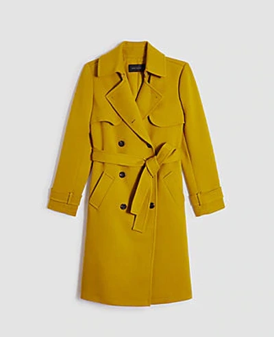 Ann Taylor Belted Trench Coat In Split Pea Green