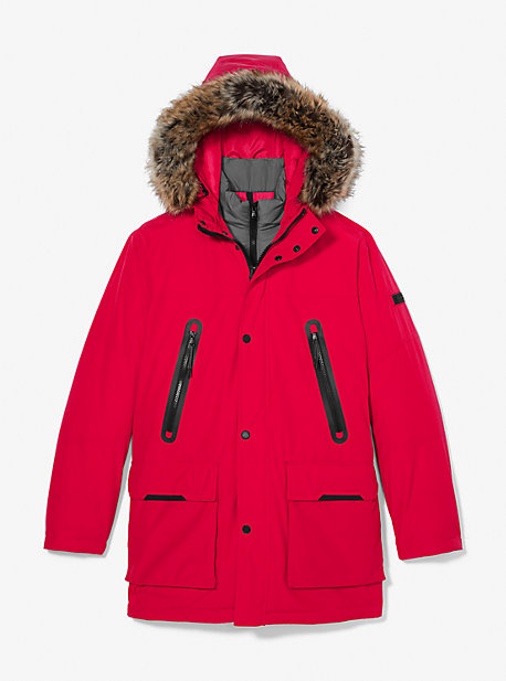 Shop Michael Kors Berne Faux-fur Trim Parka In Red