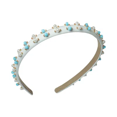 2KSTYLE WOMEN'S WHITE ROSIE BEAD AND FAUX PEARL HAND-EMBELLISHED HEADBAND - IVORY