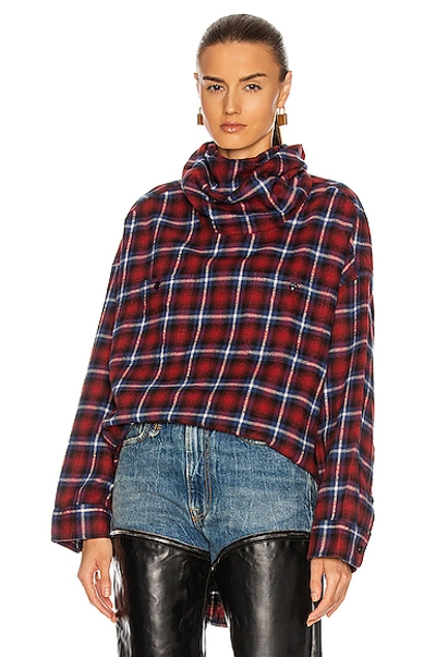 Shop R13 maskup Oversized Flannel Workshirt In Red Blue