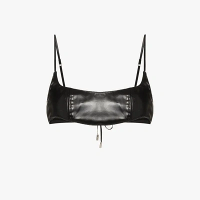 SUPRIYA LELE BLACK VINYL LACE-UP BRA TOP