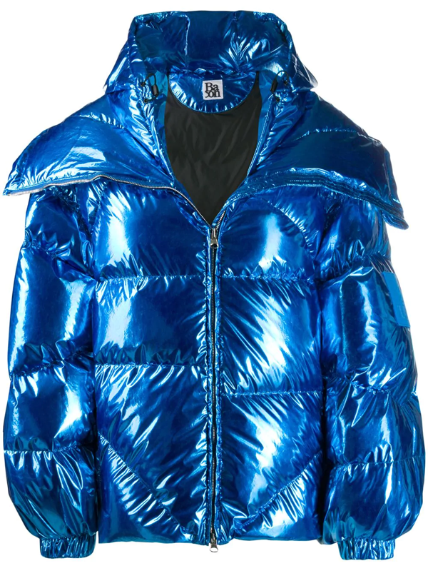 blue metallic puffer