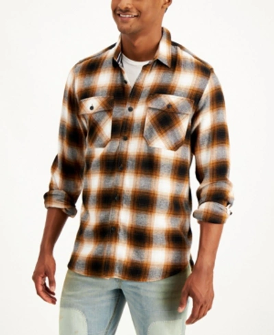 SUN + STONE MEN'S AUSSIE PLAID FLANNEL SHIRT, CREATED FOR MACY'S