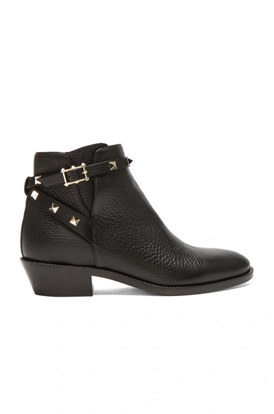 VALENTINO GARAVANI Rockstud Leather Ankle Boots T. 35 In Black