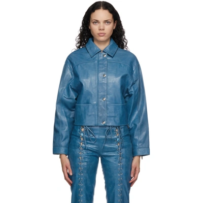 SAKS POTTS SAKS POTTS BLUE LEATHER DIABLO JACKET