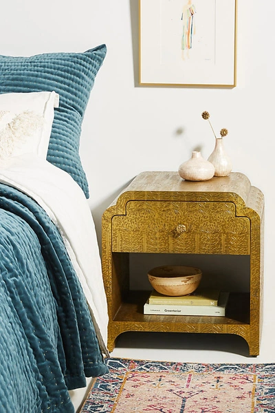 ANTHROPOLOGIE HAND-EMBOSSED LOTUS NIGHTSTAND