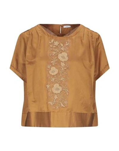 HIGH BY CLAIRE CAMPBELL HIGH WOMAN BLOUSE CAMEL SIZE 10 COTTON, SILK, POLYESTER