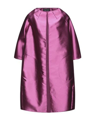 GIANLUCA CAPANNOLO GIANLUCA CAPANNOLO WOMAN OVERCOAT FUCHSIA SIZE 8 POLYESTER, MULBERRY SILK