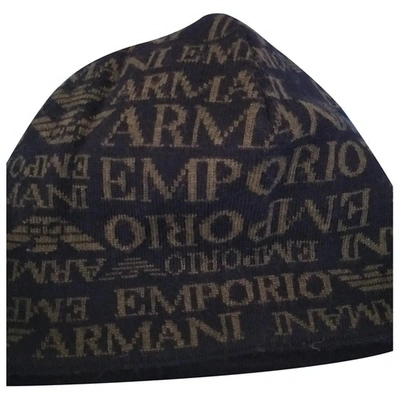 EMPORIO ARMANI BLUE WOOL HAT & PULL ON HAT