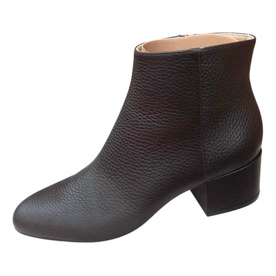 SERGIO ROSSI LEATHER ANKLE BOOTS