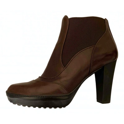 TOD'S BROWN LEATHER ANKLE BOOTS