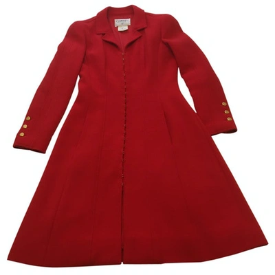 CHANEL RED WOOL COATS