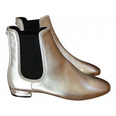 FERRAGAMO SILVER LEATHER ANKLE BOOTS