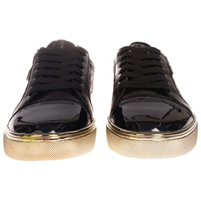 VERSACE JEANS BLACK PATENT LEATHER TRAINERS