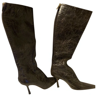 JIMMY CHOO BROWN LEATHER BOOTS