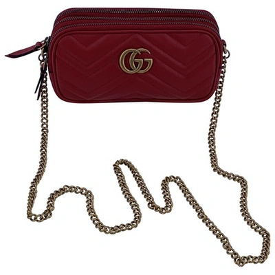 GUCCI MARMONT RED LEATHER HANDBAG