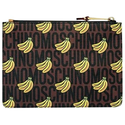 MOSCHINO BROWN LEATHER CLUTCH BAG
