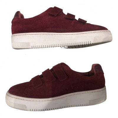 SANDRO BURGUNDY SUEDE TRAINERS
