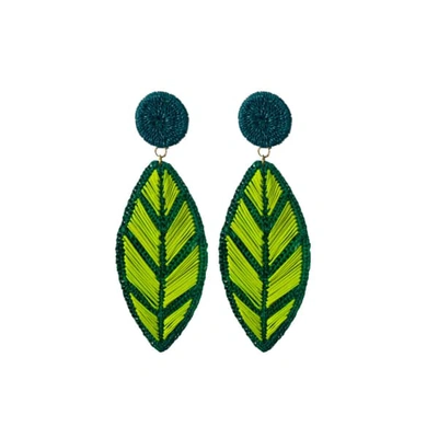 CAIMANA Leaf Raffia Earrings