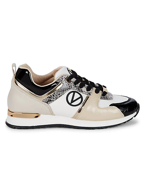 valentino by mario valentino embossed logo leather sneakers