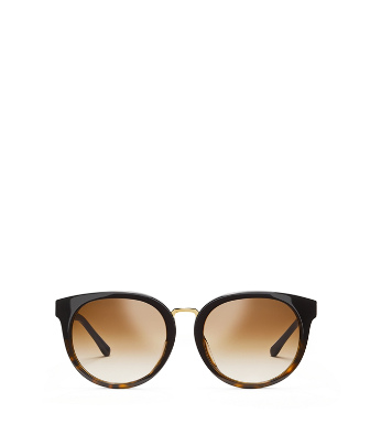 Shop Tory Burch The Reva Color-blocked Tortoise Sunglasses In Black Tortoise