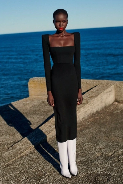 chinese dress ladies Long Sleeve Mini Dress in Stretch Crepe – Alex Perry main image 1