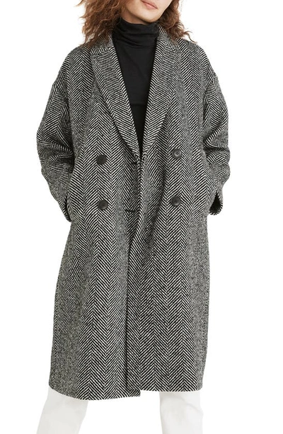 Shop Madewell Herringbone Woodhull Coat In Herringbone True Black
