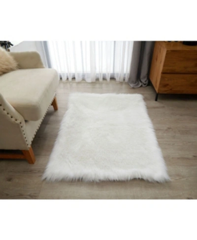 NANSHING ENRICA SHEEPSKIN FAUX FUR SHAGGY ACCENT RUG, 46" X 30"
