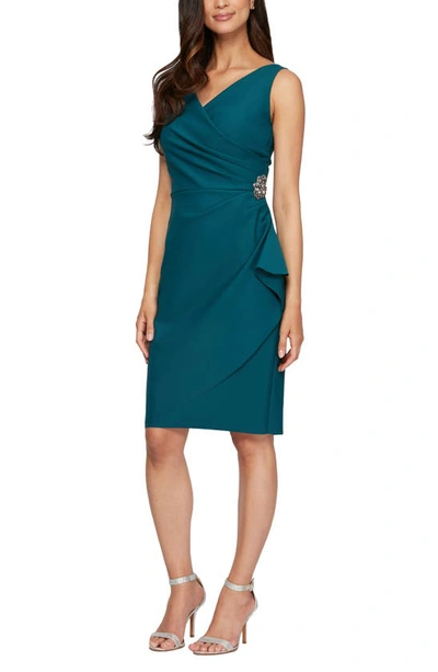 ALEX EVENINGS ALEX EVENINGS CONTOUR COLLECTION SIDE RUCHED COCKTAIL DRESS