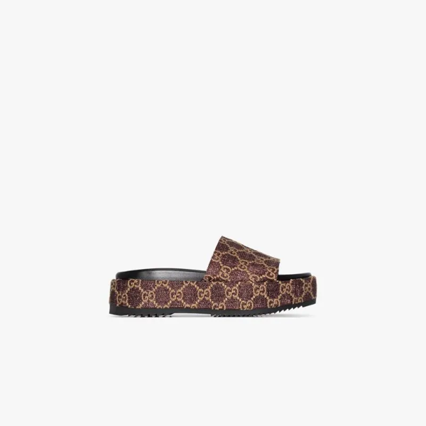 Gucci Gg Lamé Slide Sandals In