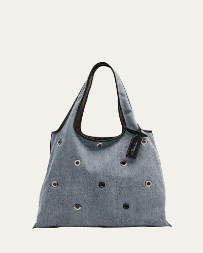 3.1 PHILLIP LIM COTTON DENIM MARKET TOTE BAG