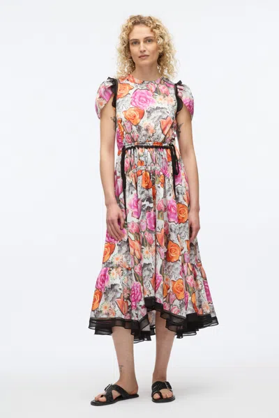 3.1 PHILLIP LIM FLORAL COLLAGE SOFT TULIP SLEEVE DRESS