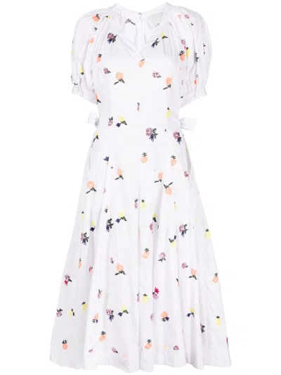3.1 PHILLIP LIM FLORAL-EMBROIDERED PUFF-SLEEVED DRESS